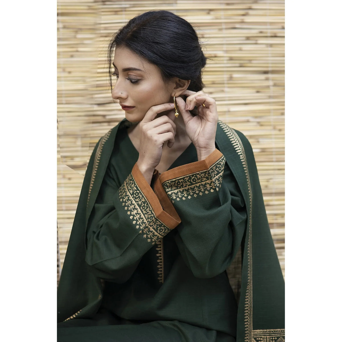 BR 1075-3PC Dhanak suit with Woolen Shawll