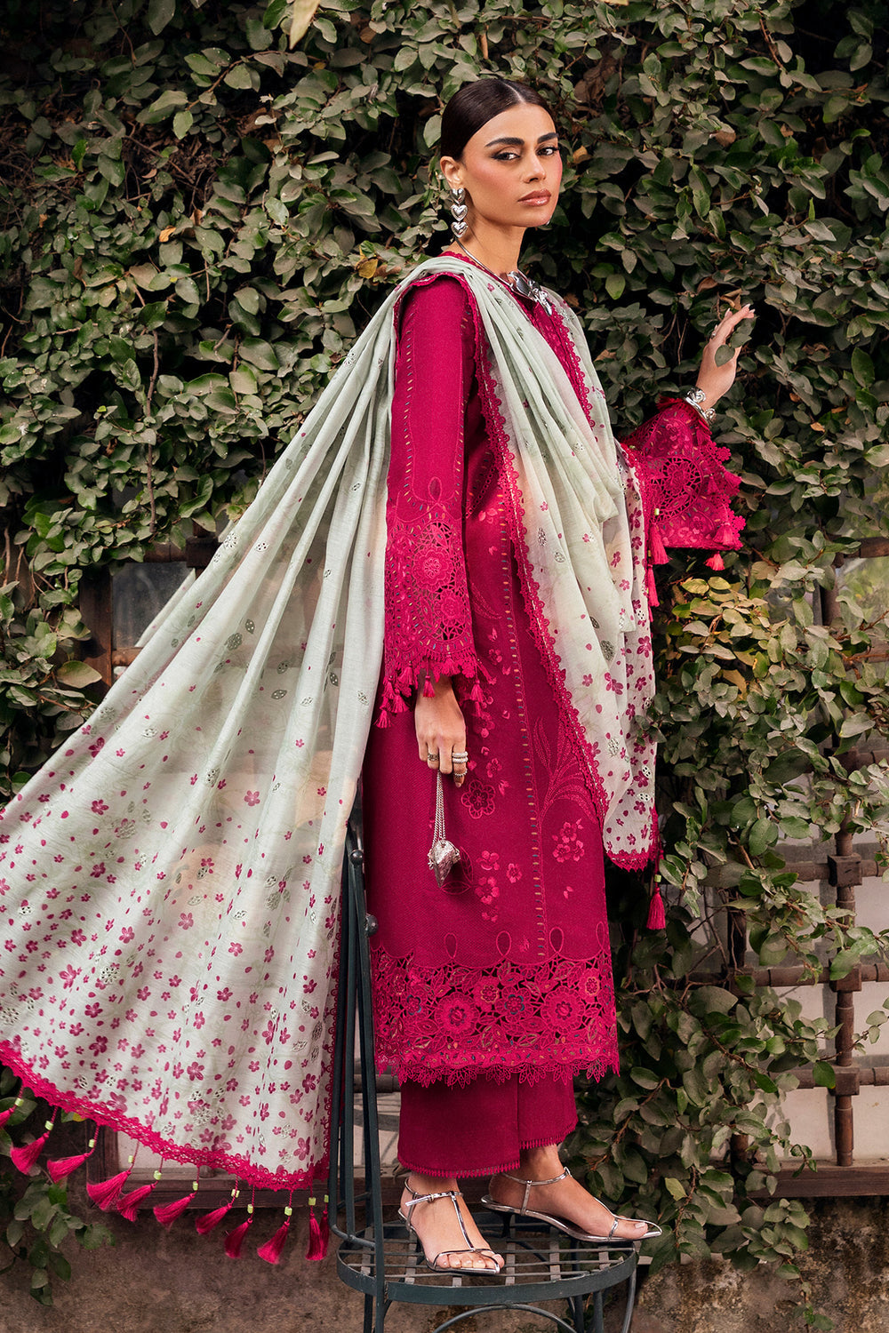 JZ-2760-3 Piece - Unstitched Luxury Embroidered Lawn Fabric