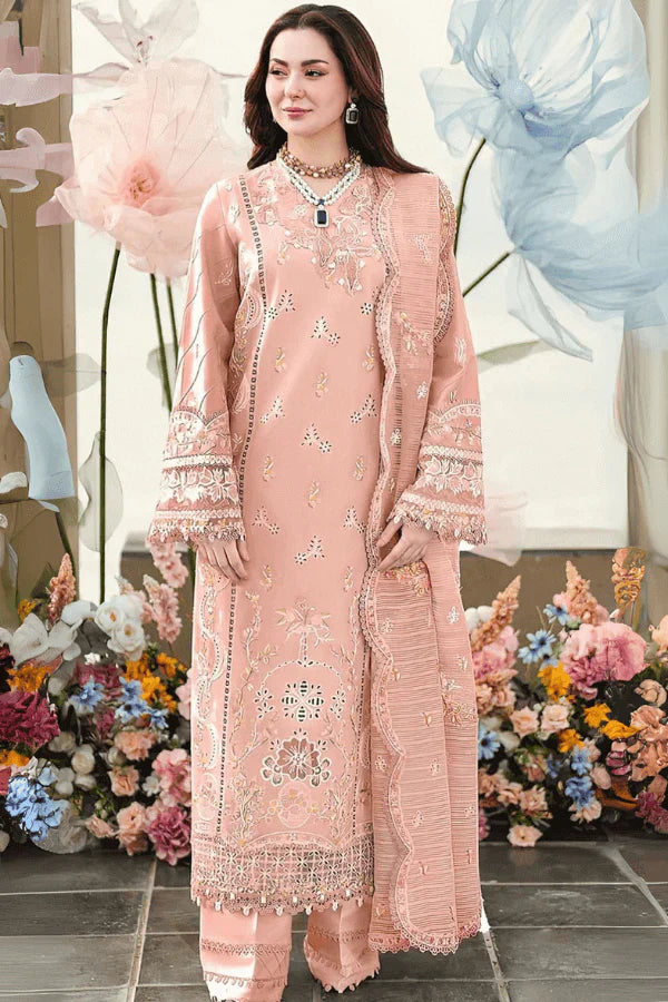 QL-2770-3 Piece Unstitched Heavy Embroidered Lawn Suit ( Heavy Embroidered Cotton Net Dupatta )