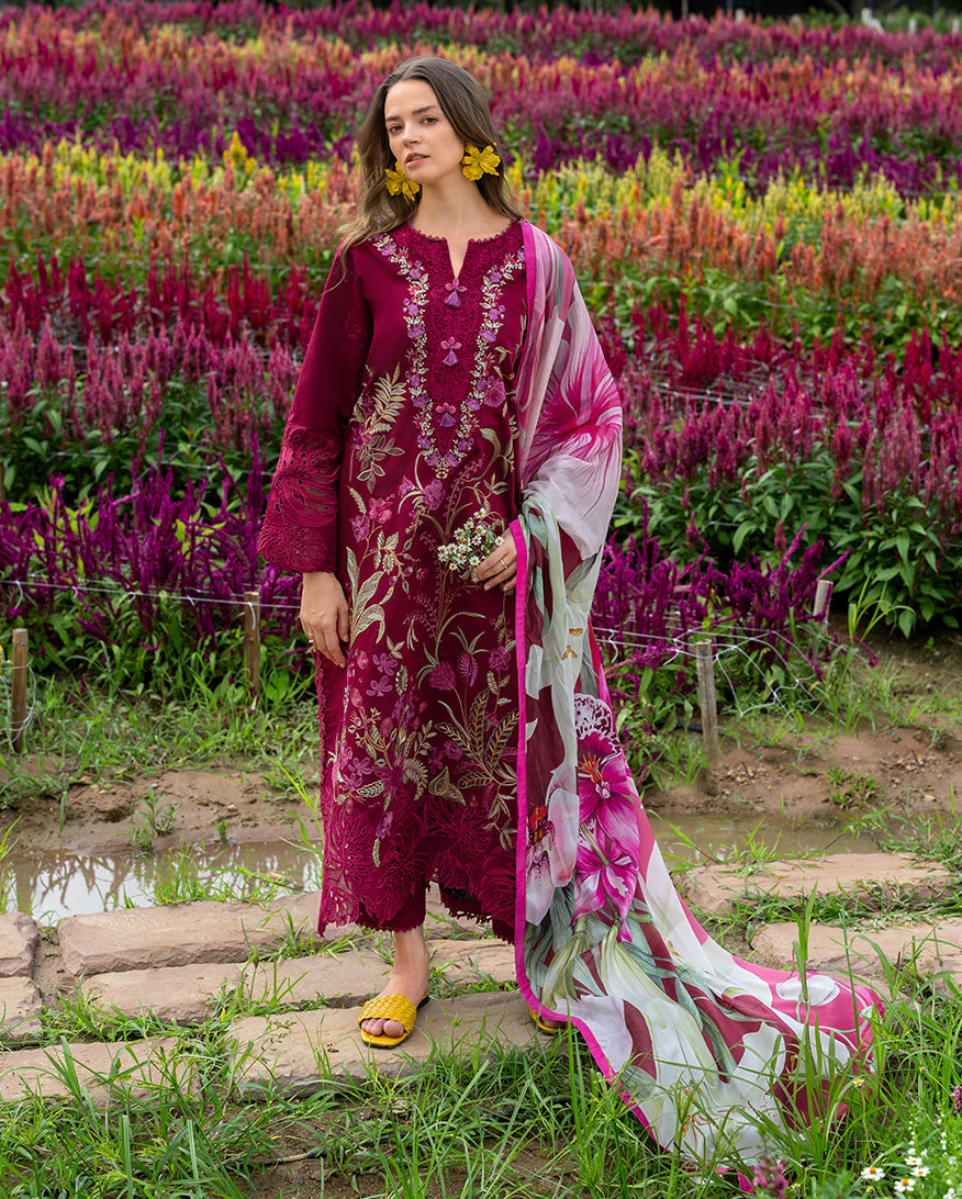 MS-2750-3 Piece - Unstitched Luxury Embroidered Lawn Fabric