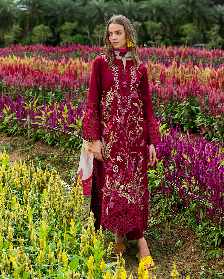 MS-2750-3 Piece - Unstitched Luxury Embroidered Lawn Fabric