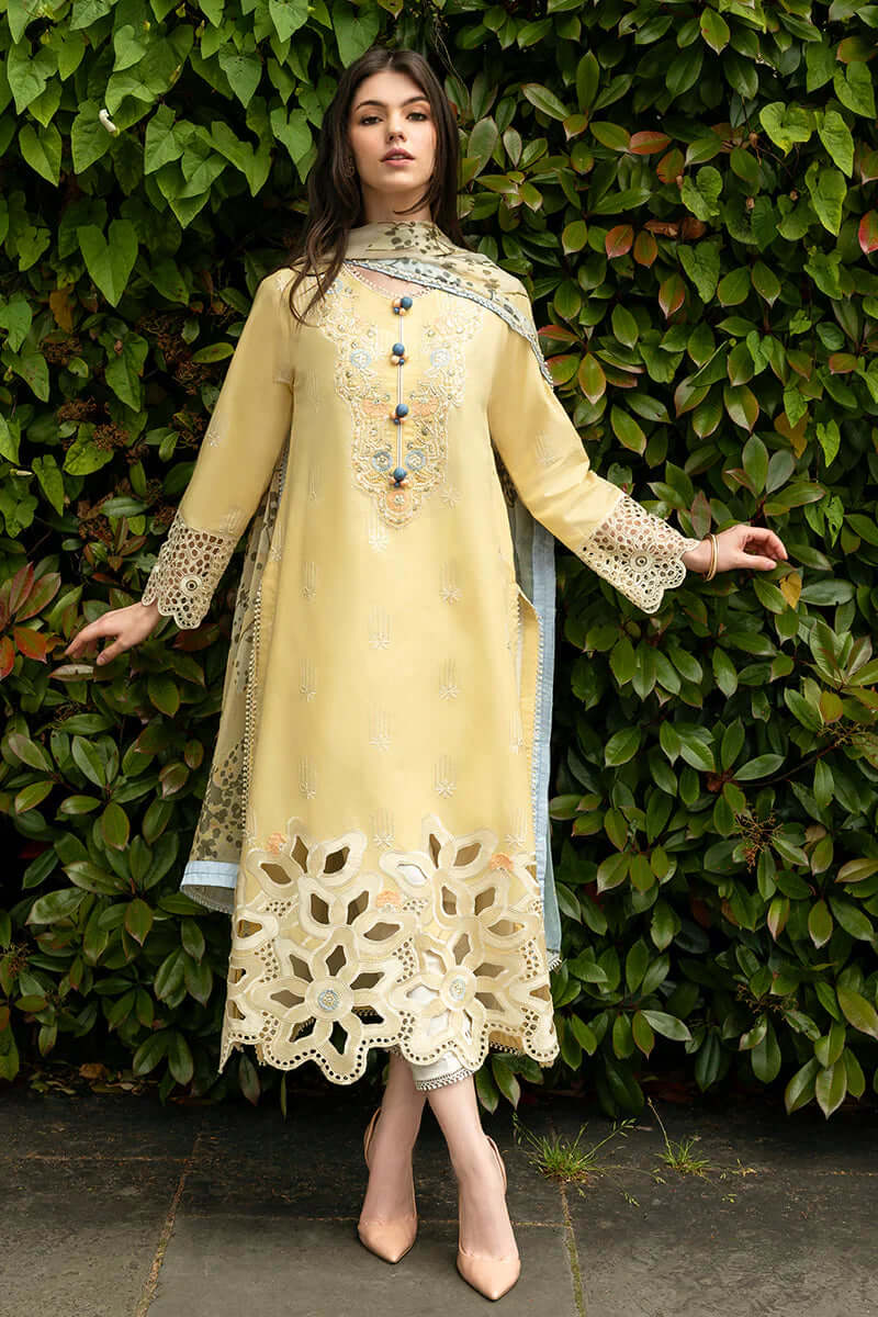 MS 2570A-3 Pcs Embroidered Lawn Shirt with Printed Dupatta