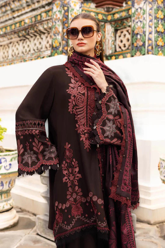 MB 3095-Dhanak Fabric 3 Piece Unstitched (Digital Printed Shawl)