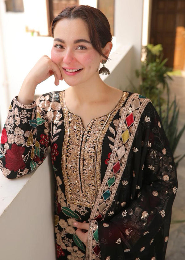RR 2935-3 Piece Unstitched Heavy Embroidered Dhanak Suit ( Embroidered Chiffon Dupatta)