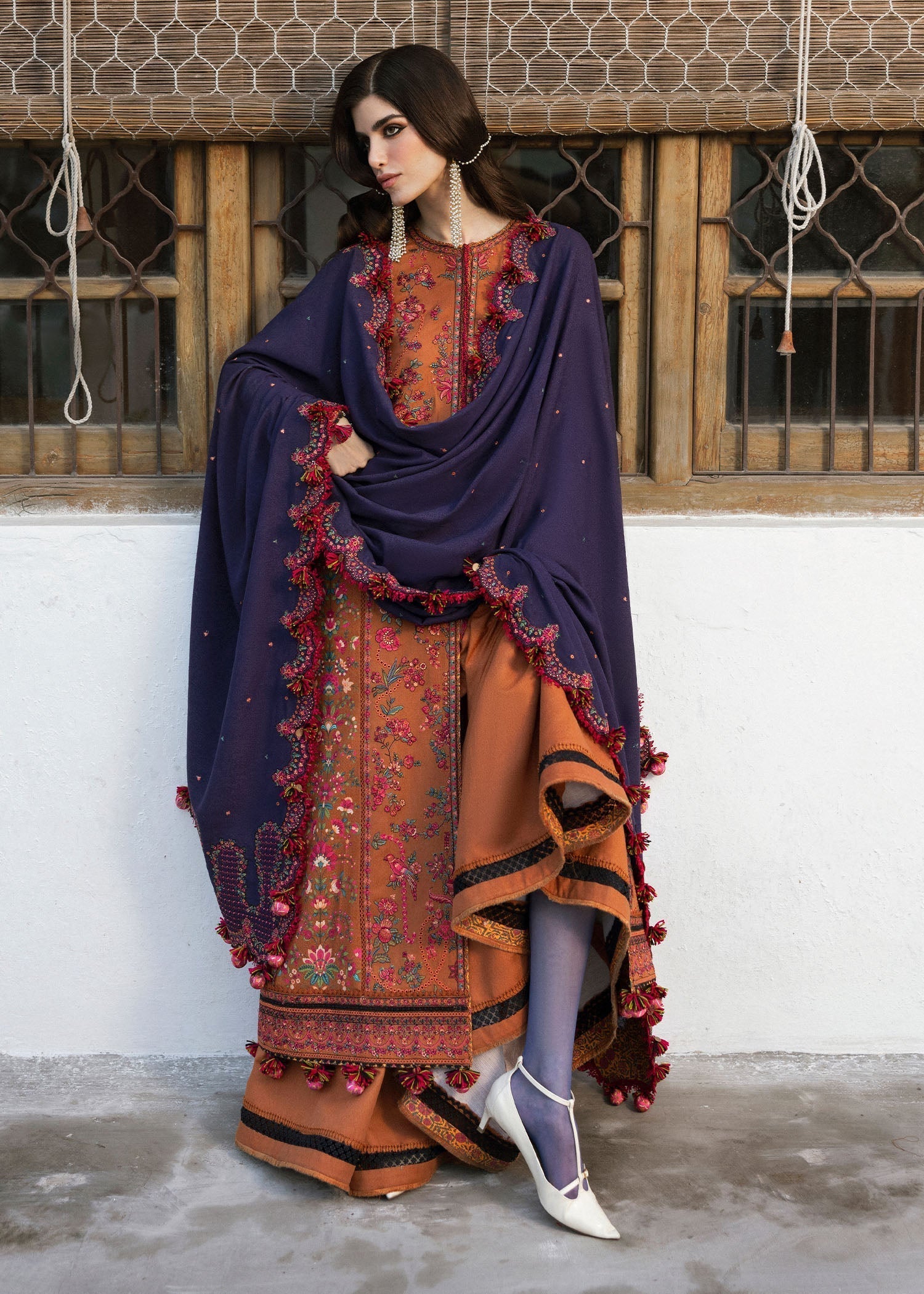 MB-610-3 Piece - Unstitched Fully Embroidered Dhanak Fabric