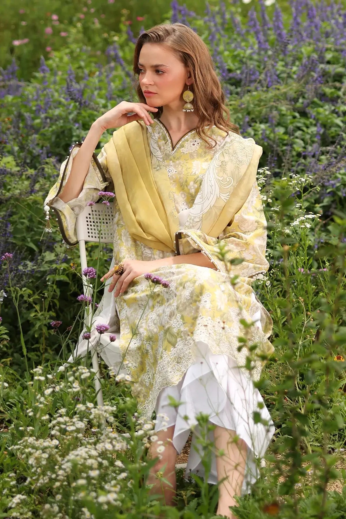 BQ 203-3 Piece Unstitched Embroidered Lawn Suit ( Printed Lawn Dupatta )