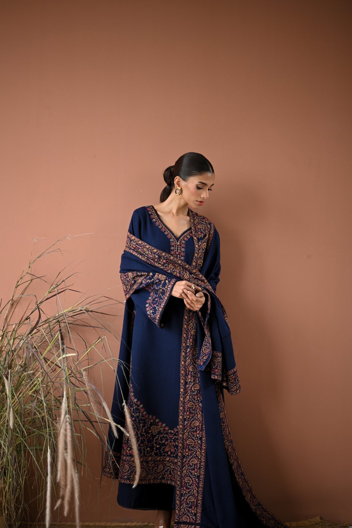 BT 2880A-3 Piece Unstitched Heavy Embroidered Dhanak Suit ( Embroidered Dhanak Dupatta )
