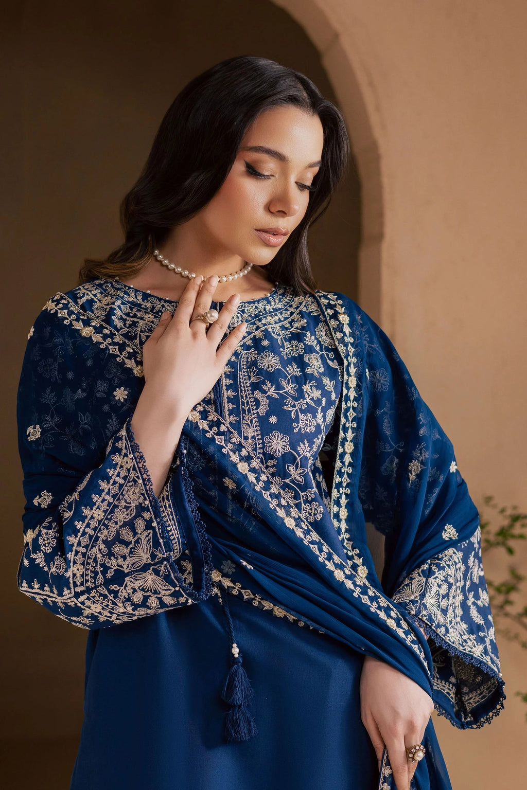 BT 2835-3 Piece - Unstitched Embroidered Lawn Fabric with Embroidered Chiffon Dupatta