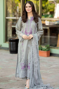MS-170-Lawn Fabric 3 Piece - Unstitched Fully Embroidered With Chiffon Embroidered Dupatta