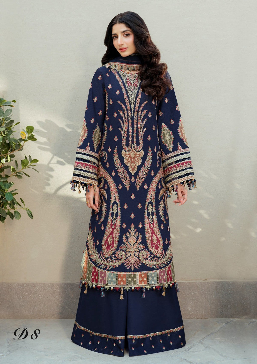 JZ 2990-3 Piece Unstitched Heavy Embroidered Dhanak Suit ( Dhanak Embroidered Shawl )