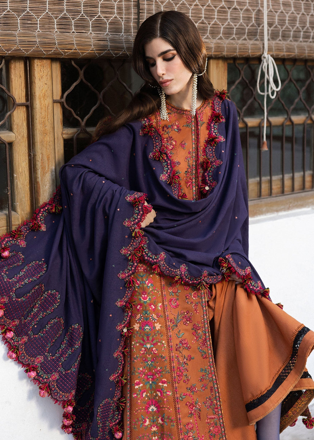 MB-610-3 Piece - Unstitched Fully Embroidered Dhanak Fabric