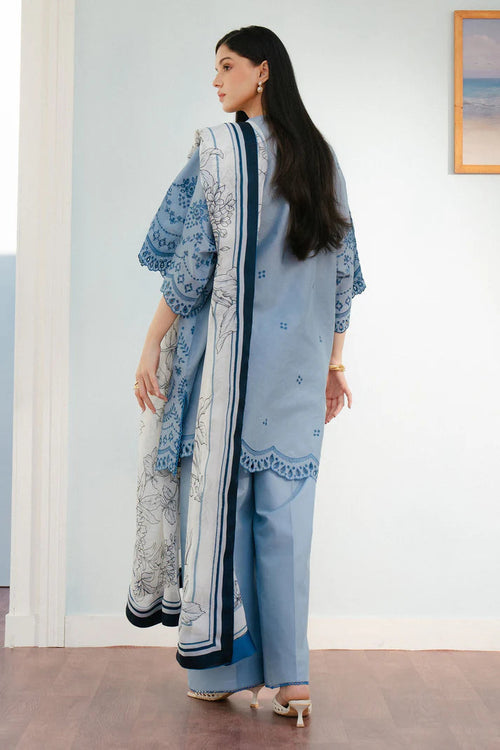 CO 2610-3 Pc Embroidered Lawn Shirt with Printed Polly Lawn Dupatta