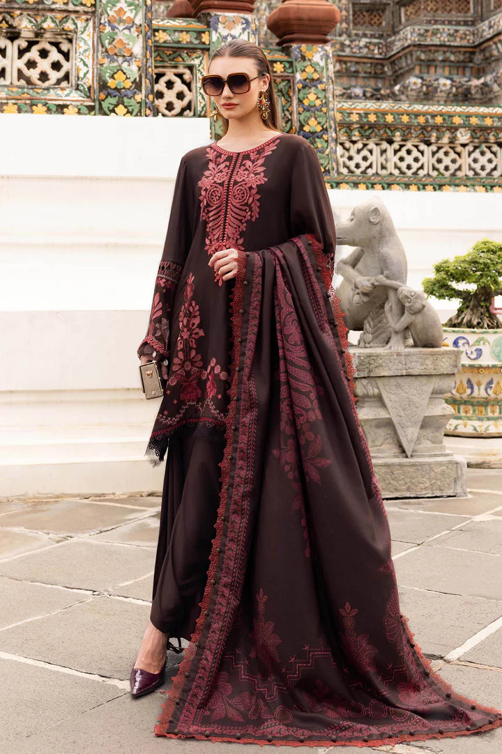 MB 3095-Dhanak Fabric 3 Piece Unstitched (Digital Printed Shawl)