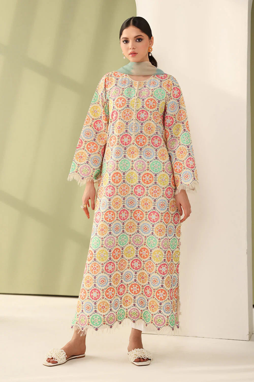 BQ-201-3 Piece - Unstitched Printed Lawn Fabric