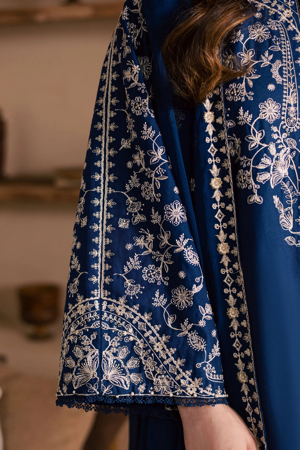 BT 2835-3 Piece - Unstitched Embroidered Lawn Fabric with Embroidered Chiffon Dupatta