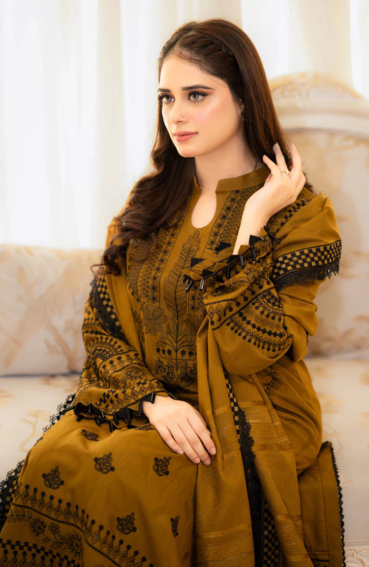 MB 100-3 Piece - Unstitched Fully Embroidered Dhanak Fabric