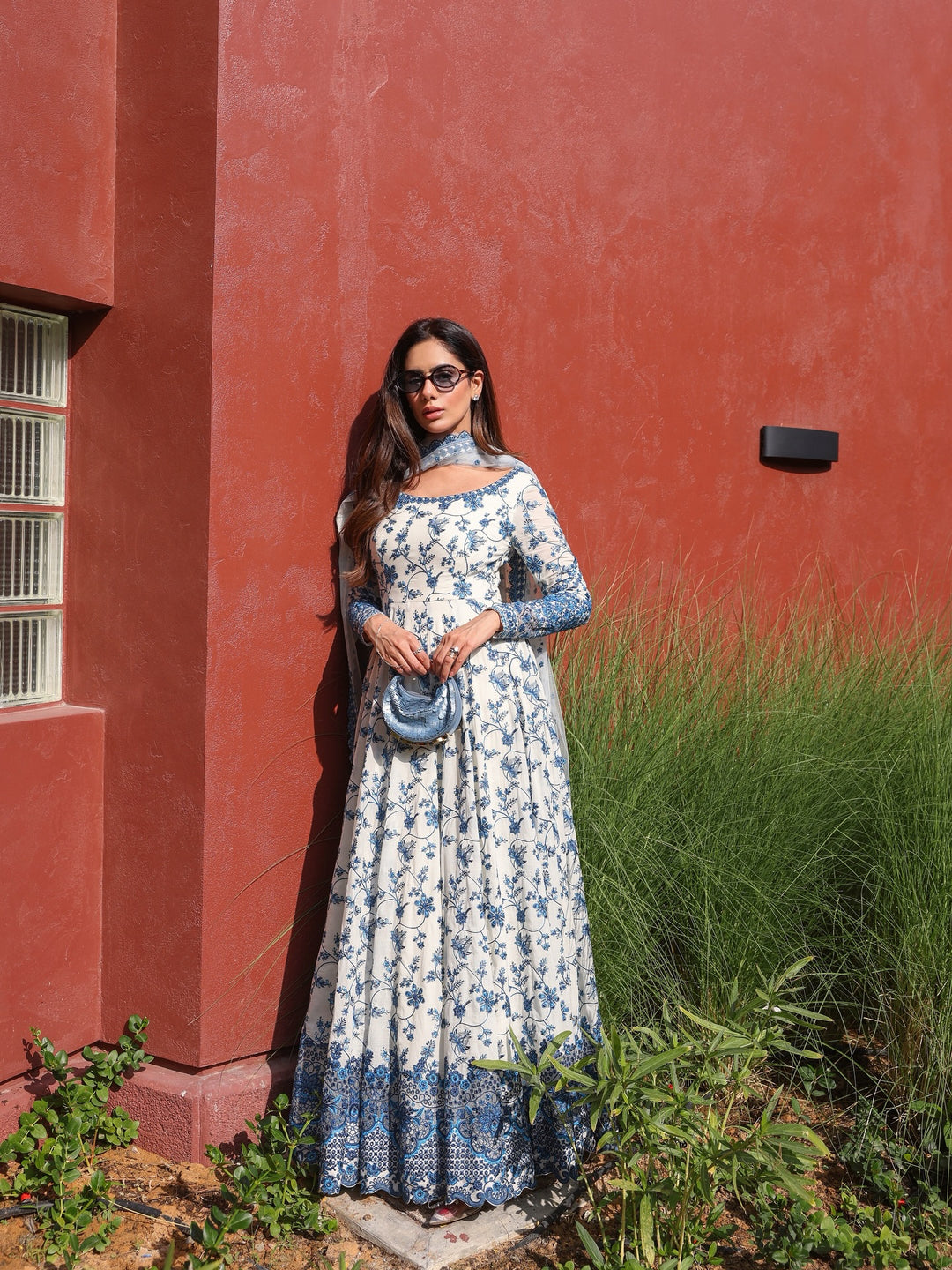 FS 1000-Lawn 3 Piece Unstitched Embroidery Frok With Premium Embroidery Organza Dupatta