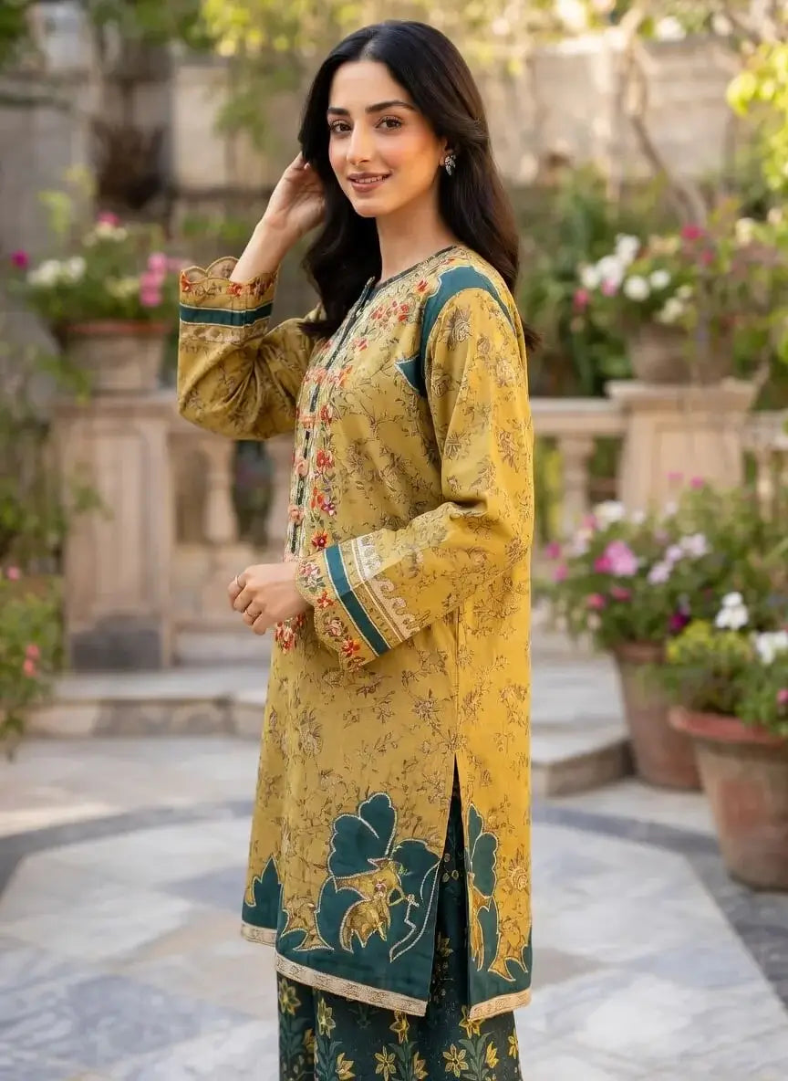 MB 207-2 Piece Unstitched Embroidered Lawn Suit