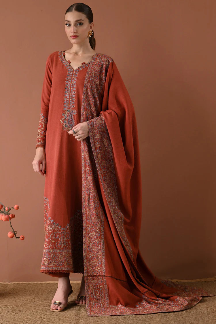 BT 2880B-3 Piece Unstitched Heavy Embroidered Dhanak Suit ( Embroidered Dhanak Dupatta )