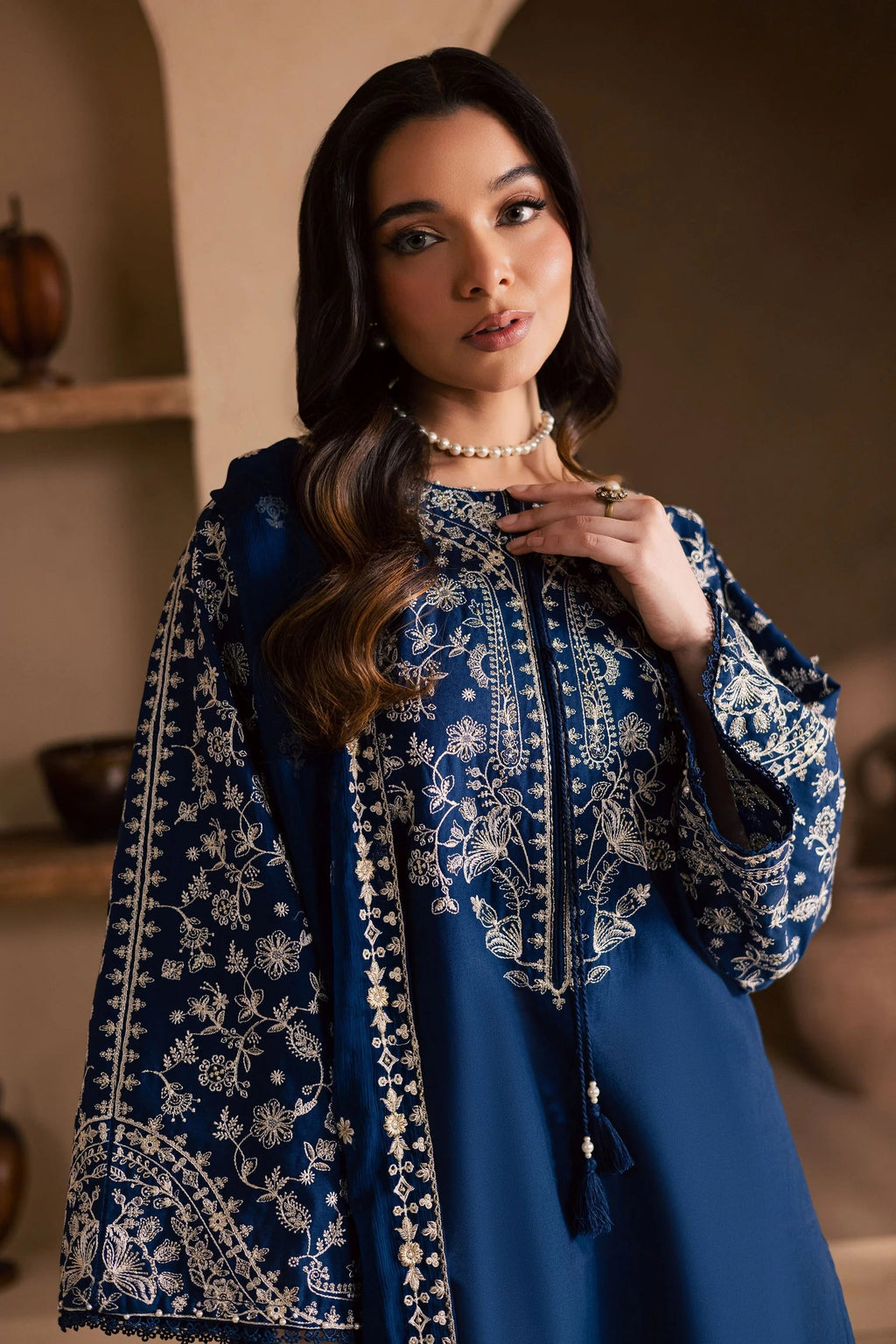 BT 2835-3 Piece - Unstitched Embroidered Lawn Fabric with Embroidered Chiffon Dupatta