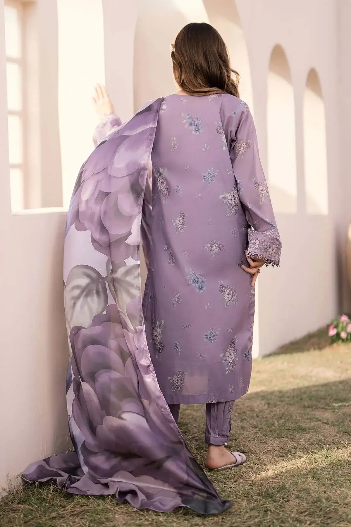 BQ 210-3 Piece Unstitched Embroidered Lawn Suit ( Printed Lawn Dupatta )