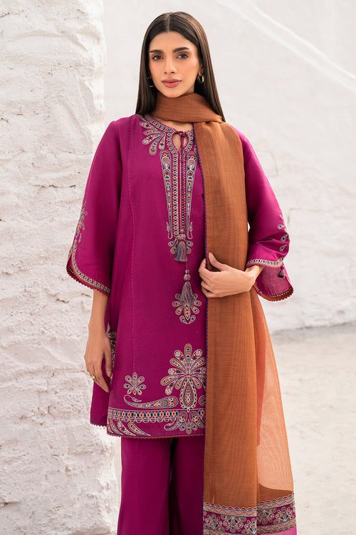 3 Piece - Unstitched Embroidered Lawn Fabric With Embroidered Chiffon Dupatta