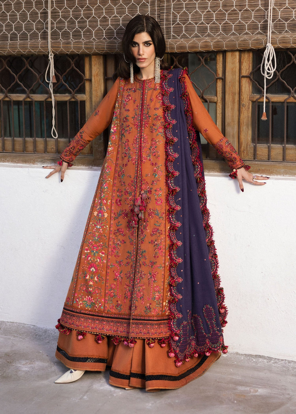 MB-610-3 Piece - Unstitched Fully Embroidered Dhanak Fabric