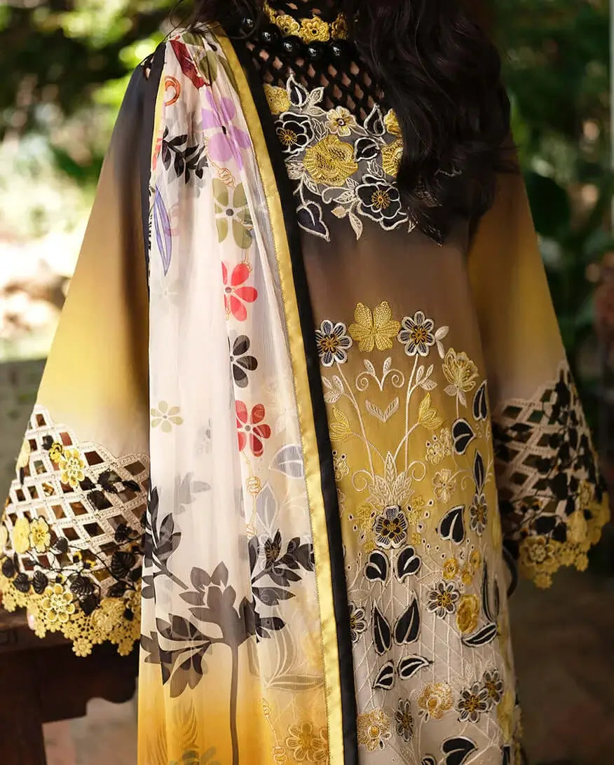MB 206-3 Piece Unstitched Embroidered Lawn Suit ( Printed Lawn Dupatta )