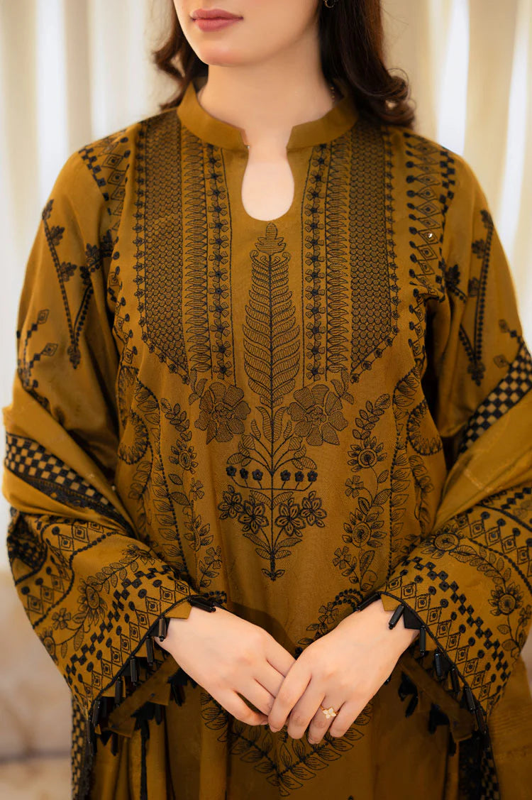 MB 100-3 Piece - Unstitched Fully Embroidered Dhanak Fabric
