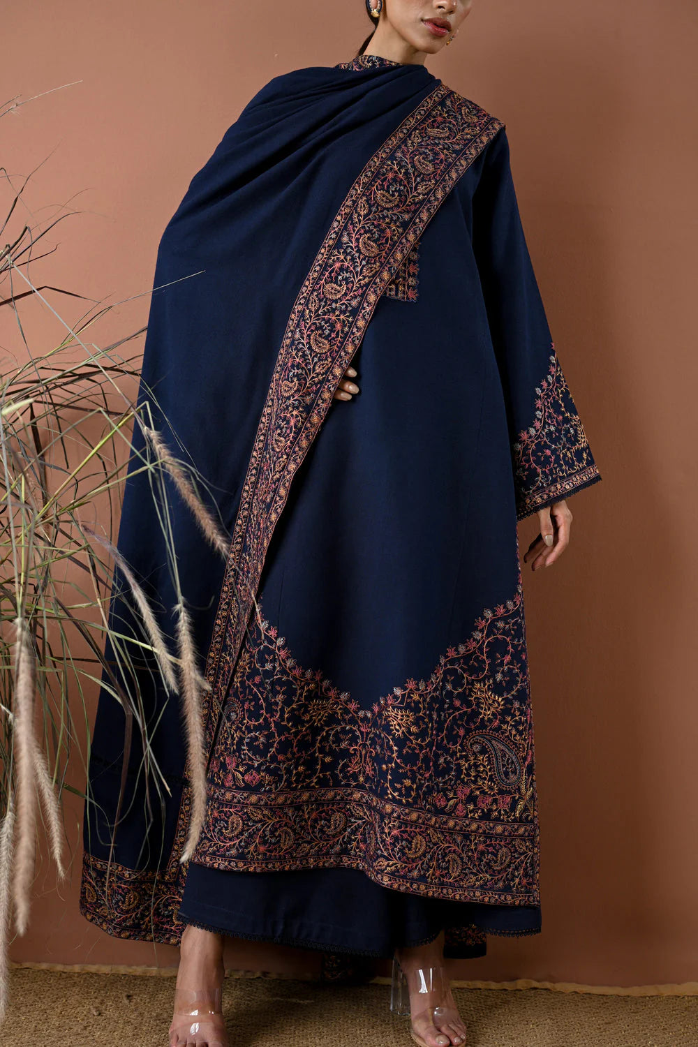 BT 2880A-3 Piece Unstitched Heavy Embroidered Dhanak Suit ( Embroidered Dhanak Dupatta )