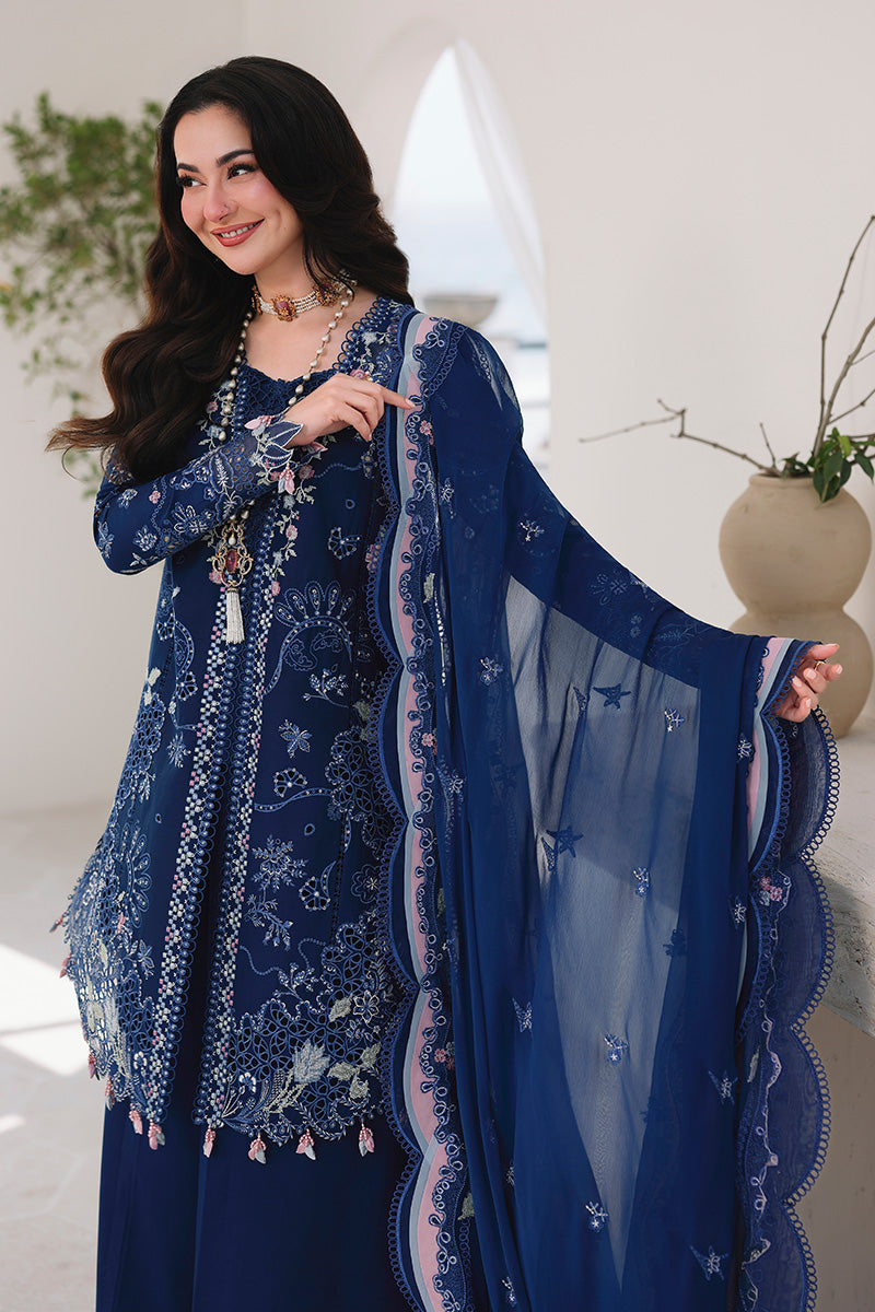 QL 2815-3 Piece - Unstitched Embroidered Lawn Fabric (Embroidered Chiffon Dupatta)