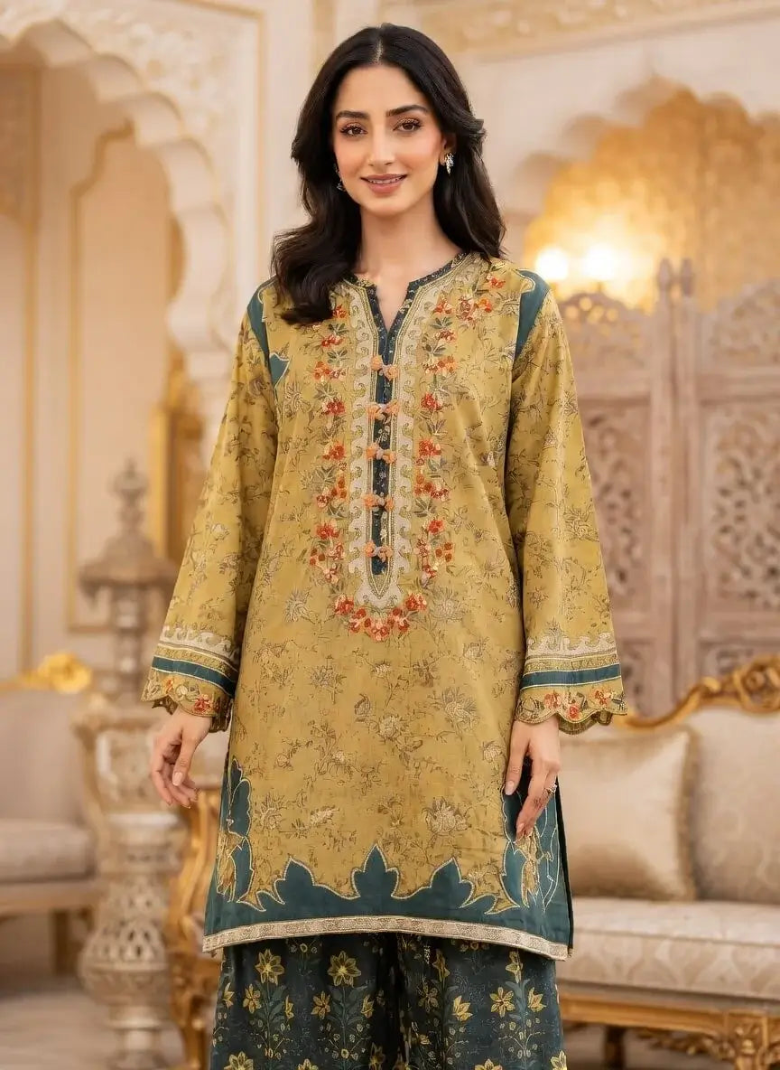 MB 207-2 Piece Unstitched Embroidered Lawn Suit