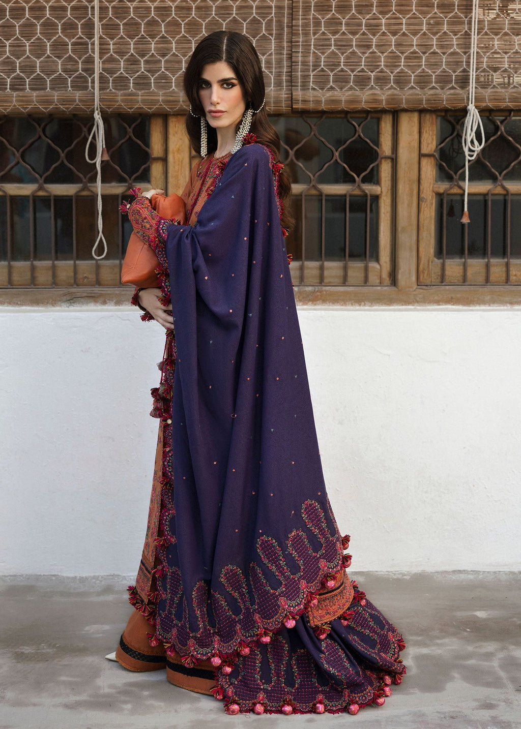 MB-610-3 Piece - Unstitched Fully Embroidered Dhanak Fabric