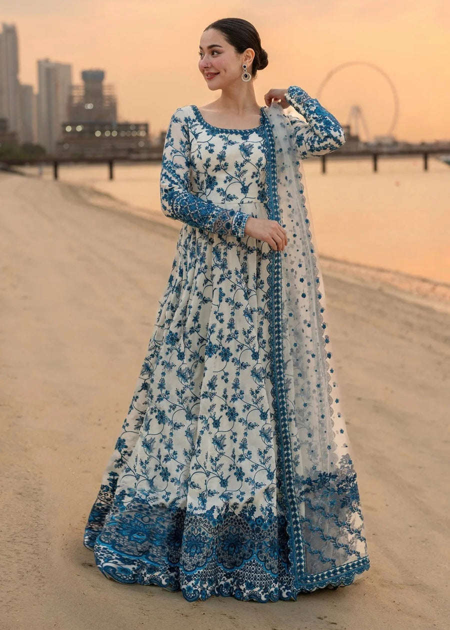 FS 1000-Lawn 3 Piece Unstitched Embroidery Frok With Premium Embroidery Organza Dupatta