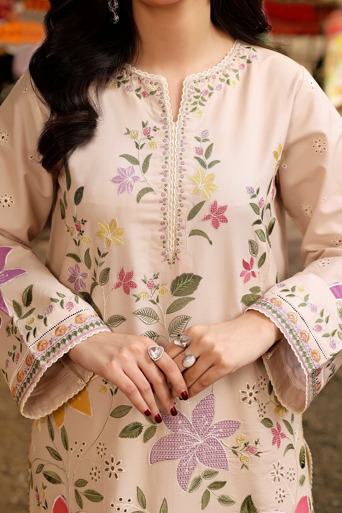 AS 2875- Aneelas 3 Piece - Unstitched Embroidered Lawn Fabric (Polly Lawn Printed Dupatta)
