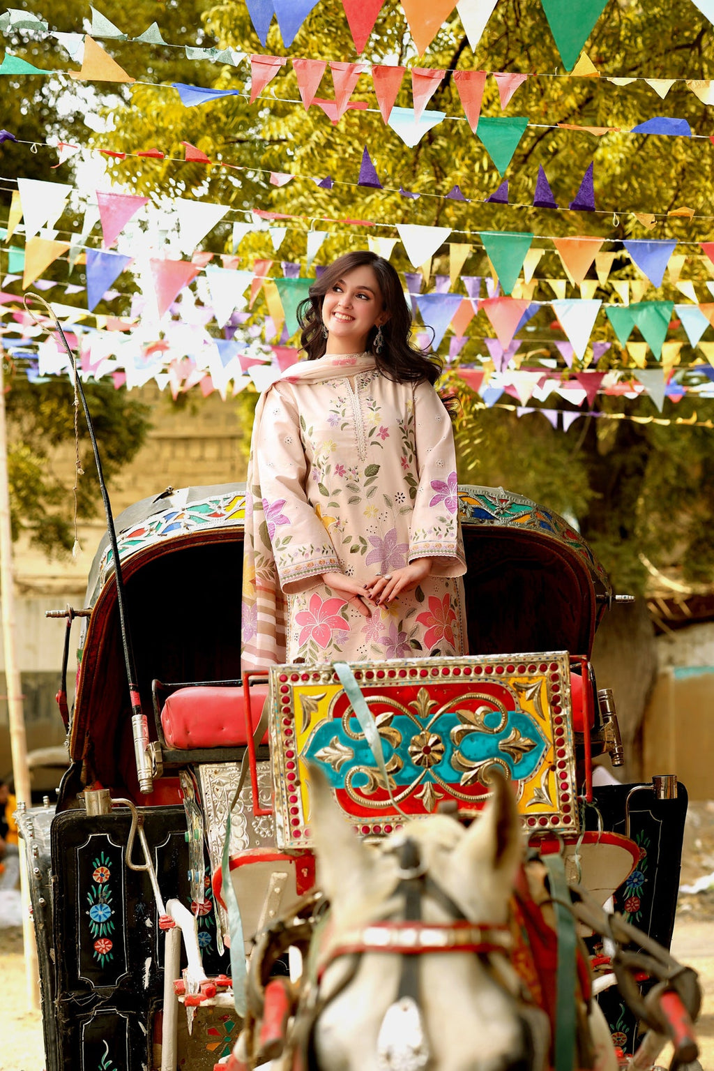 AS 2875- Aneelas 3 Piece - Unstitched Embroidered Lawn Fabric (Polly Lawn Printed Dupatta)