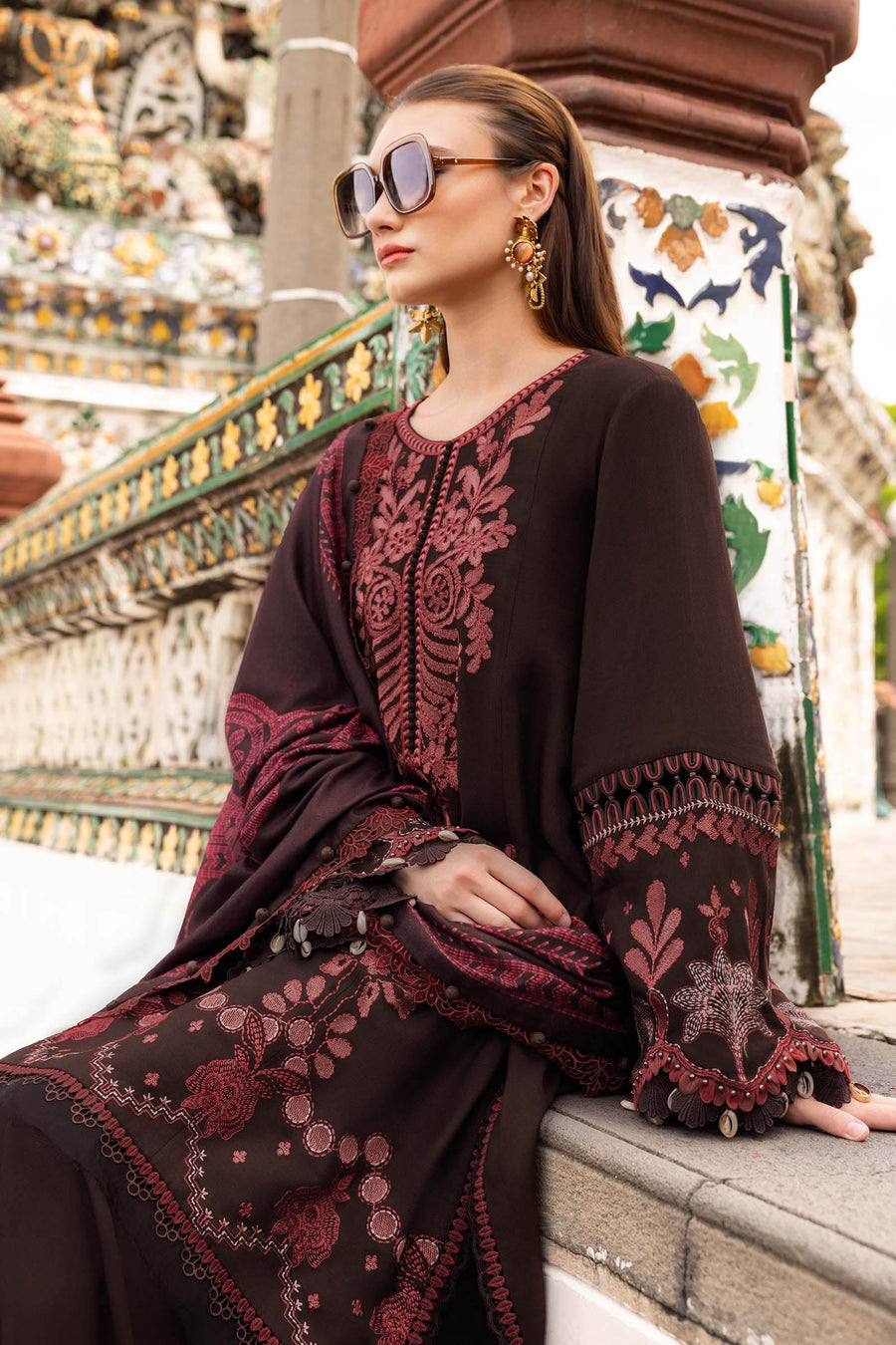 MB 3095-Dhanak Fabric 3 Piece Unstitched (Digital Printed Shawl)