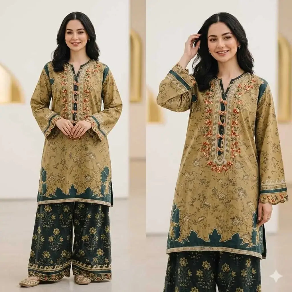 MB 207-2 Piece Unstitched Embroidered Lawn Suit