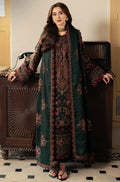 AJ 2915-3 Piece Unstitched Heavy Embroidered Dhanak Suit ( Dhanak Embroidered Shawl )