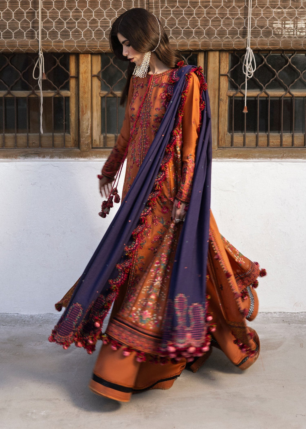 MB-610-3 Piece - Unstitched Fully Embroidered Dhanak Fabric