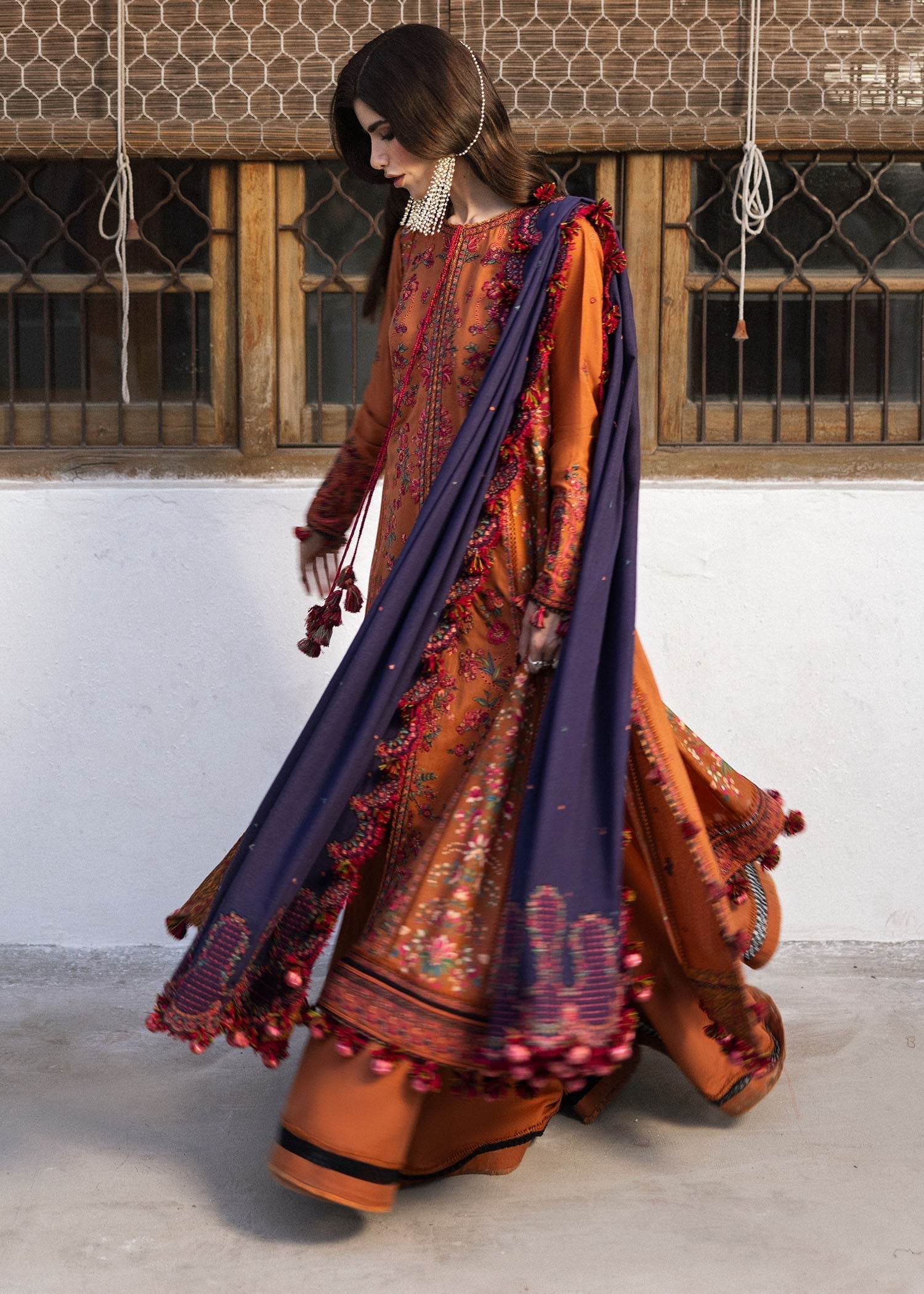 MB-610-3 Piece - Unstitched Fully Embroidered Dhanak Fabric