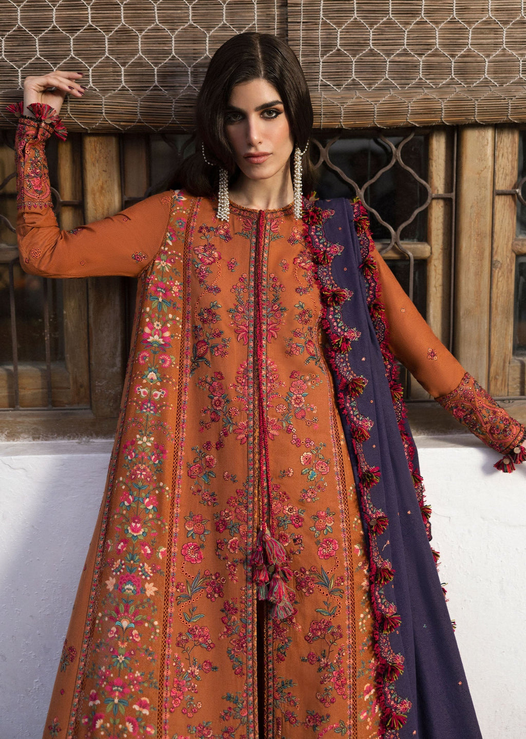 MB-610-3 Piece - Unstitched Fully Embroidered Dhanak Fabric