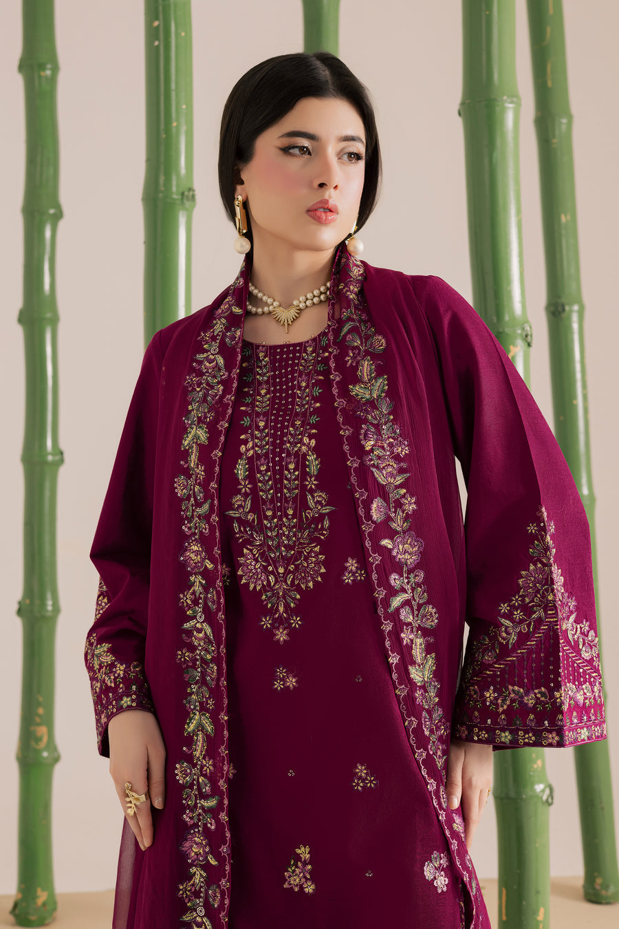 BT 2860- Lawn 3 Piece Unstitched Embroidered Suit (Chiffon Embroidered Dupatta)
