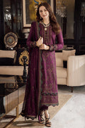 AJ 2885-3 Piece Unstitched Heavy Embroidered Dhanak Suit ( Embroidered Chiffon Dupatta)