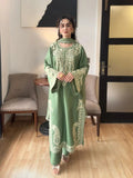 MR-2740  3Pc-Unstitched Embroidered Lawn Fabric With Embroidered Chiffon Dupatta